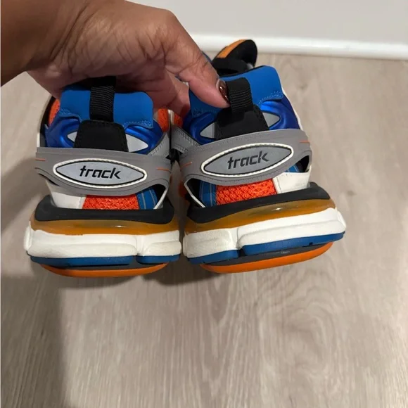 Balenciaga Men's Track Sneakers - Orange, Blue, and Gray